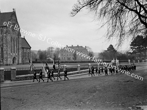 TROOP MARCHING PAST CATHEDRAL